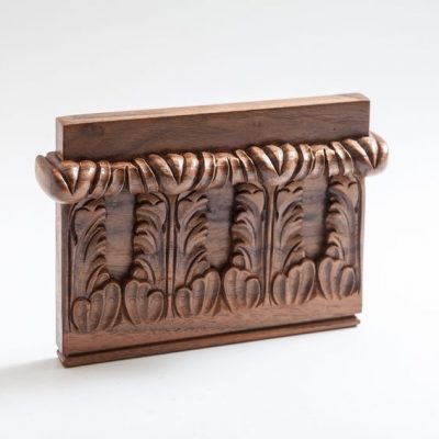 Finished sample: polished walnut acanthus frieze