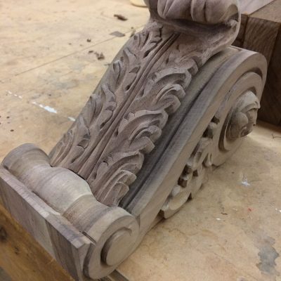 Work in progress: carved corbel on the work bench
